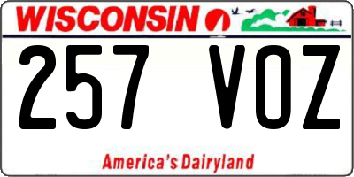 WI license plate 257VOZ