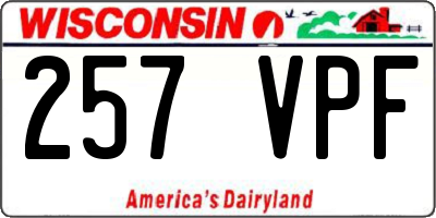 WI license plate 257VPF