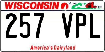 WI license plate 257VPL