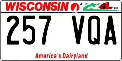 WI license plate 257VQA