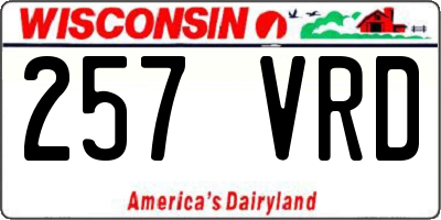 WI license plate 257VRD