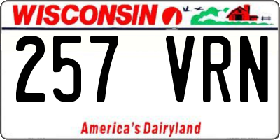 WI license plate 257VRN