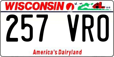 WI license plate 257VRO