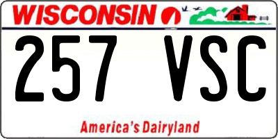 WI license plate 257VSC