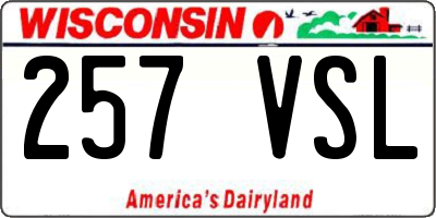 WI license plate 257VSL
