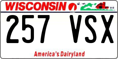 WI license plate 257VSX