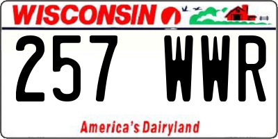 WI license plate 257WWR