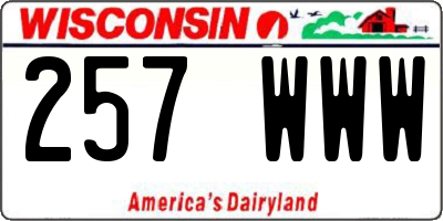 WI license plate 257WWW