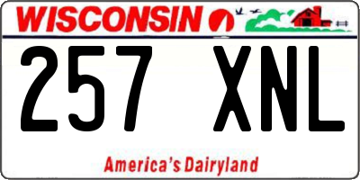 WI license plate 257XNL