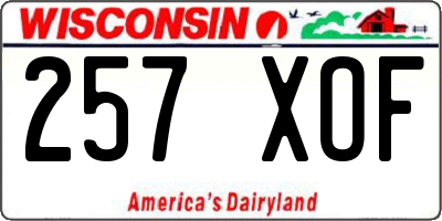 WI license plate 257XOF