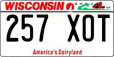 WI license plate 257XOT
