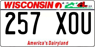 WI license plate 257XOU