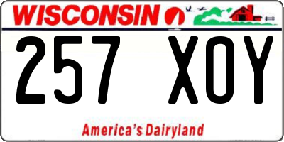 WI license plate 257XOY