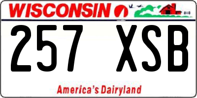 WI license plate 257XSB