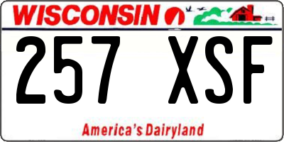 WI license plate 257XSF