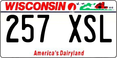 WI license plate 257XSL