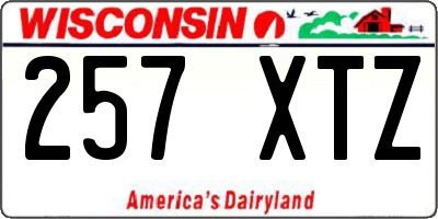 WI license plate 257XTZ