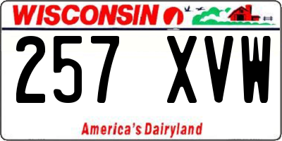 WI license plate 257XVW