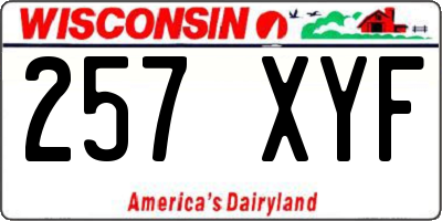 WI license plate 257XYF