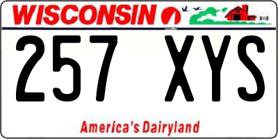 WI license plate 257XYS