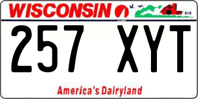 WI license plate 257XYT