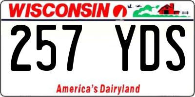 WI license plate 257YDS