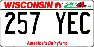 WI license plate 257YEC