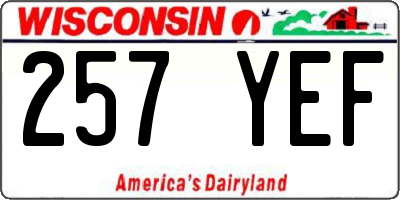 WI license plate 257YEF