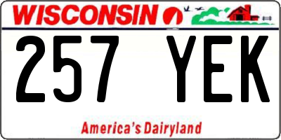 WI license plate 257YEK
