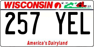 WI license plate 257YEL