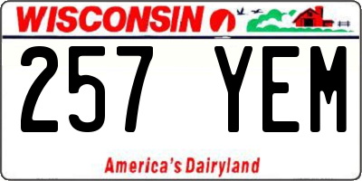 WI license plate 257YEM