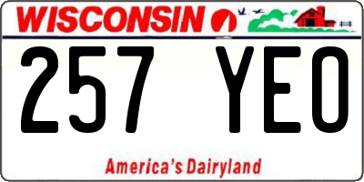 WI license plate 257YEO
