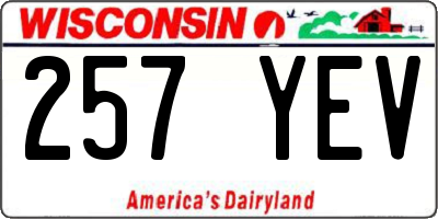 WI license plate 257YEV