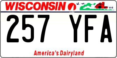 WI license plate 257YFA