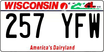 WI license plate 257YFW