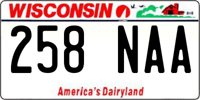 WI license plate 258NAA