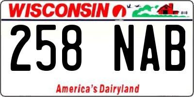 WI license plate 258NAB