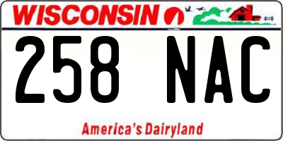WI license plate 258NAC