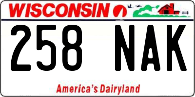 WI license plate 258NAK