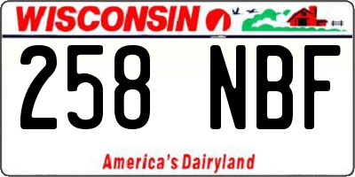 WI license plate 258NBF