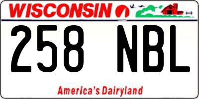 WI license plate 258NBL