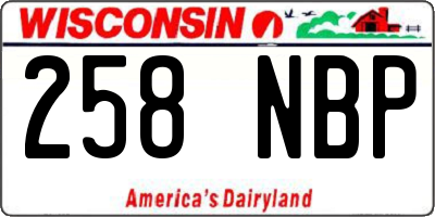 WI license plate 258NBP