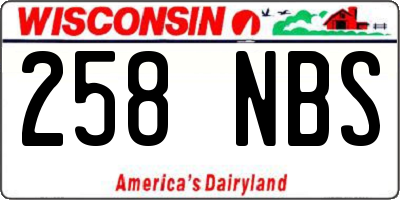 WI license plate 258NBS