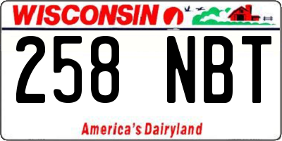 WI license plate 258NBT