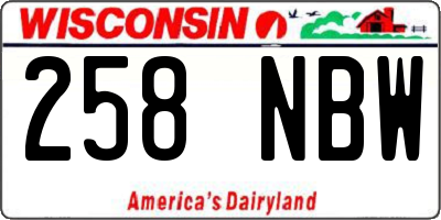 WI license plate 258NBW