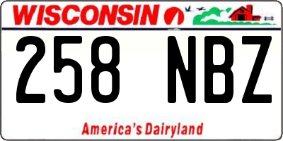 WI license plate 258NBZ