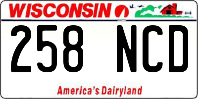 WI license plate 258NCD