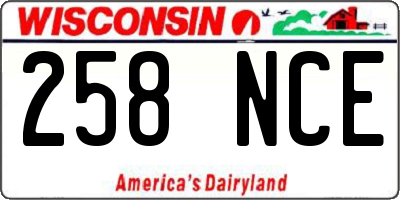 WI license plate 258NCE
