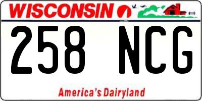 WI license plate 258NCG