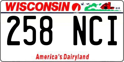 WI license plate 258NCI